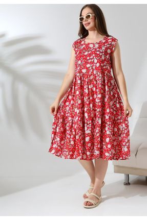 لباس قرمز زنانه پنبه (نخی) سایز بزرگ بافتنی کد 835167686