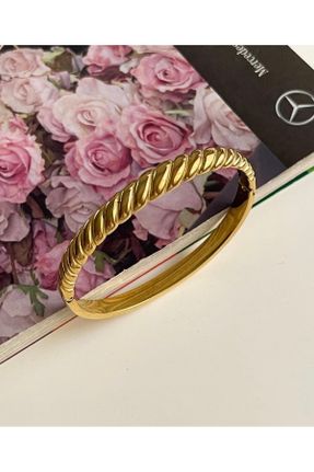 دستبند استیل طلائی زنانه استیل ضد زنگ کد 835202403