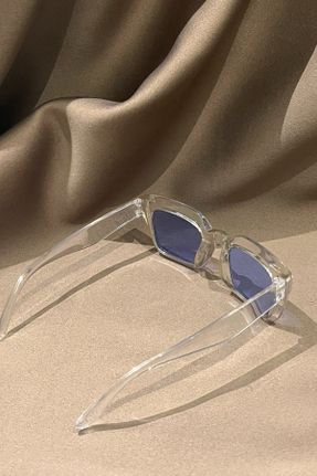 عینک آفتابی آبی زنانه 50 UV400 استخوان مات هندسی کد 297932433