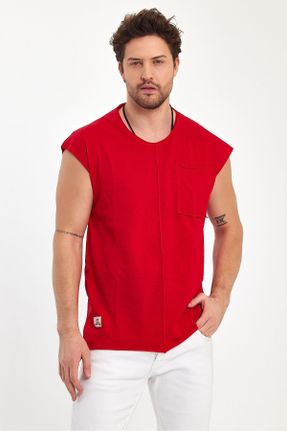 تی شرت قرمز مردانه اورسایز تکی کد 815330405