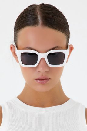 عینک آفتابی مشکی زنانه 50 UV400 استخوان مات مستطیل کد 122431564