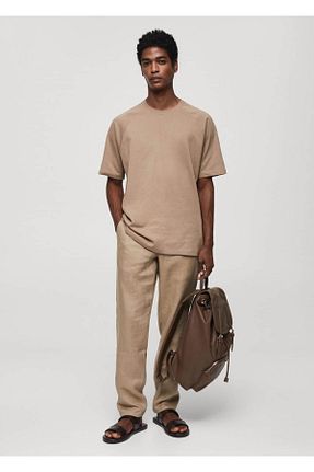 تیشرت بژ مردانه Relaxed MANGO Man - کد 824223030