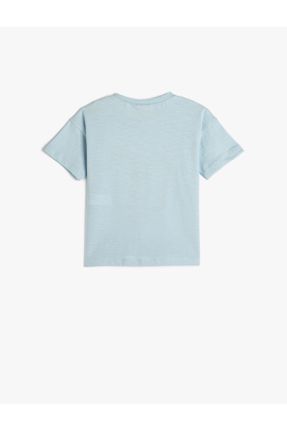 تی شرت آبی بچه گانه رگولار یقه گرد پنبه (نخی) تکی کد 690794408