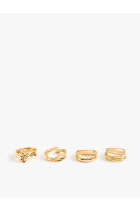 انگشتر جواهر طلائی زنانه فلزی کد 834521363