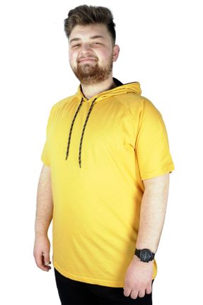 تی شرت زرد مردانه سایز بزرگ پنبه (نخی) کد 260101197