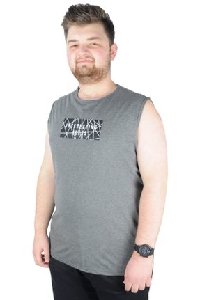 تی شرت طوسی مردانه سایز بزرگ پنبه (نخی) کد 260096010