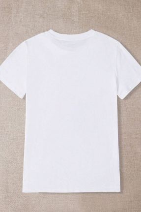 تی شرت سفید زنانه یقه گرد اورسایز تکی کد 828382550