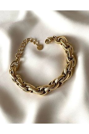 دستبند استیل طلائی زنانه فولاد ( استیل ) کد 834860487