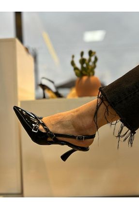 کفش پاشنه بلند کلاسیک مشکی زنانه چرم لاکی Hermones - کد 813137136