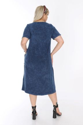 لباس آبی زنانه پنبه (نخی) سایز بزرگ بافت کد 6407895