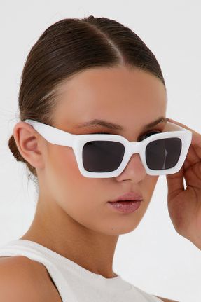 عینک آفتابی مشکی زنانه 50 UV400 استخوان مات مستطیل کد 122431564