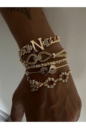 دستبند استیل (فولاد) طلائی زنانه استیل (فولاد) NUNU365COM - کد 835258744