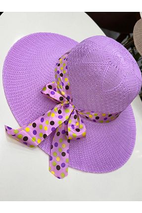 کلاه بنفش زنانه حصیر AYSBUTK - کد 835317730