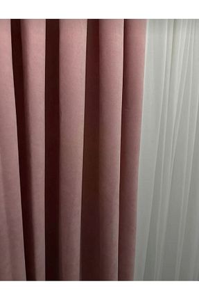 پرده زمینه صورتی کتان CEMRE - کد 830391628