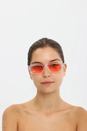 عینک آفتابی صورتی زنانه 50 UV400 استخوان مات مستطیل کد 121556003