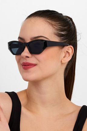 عینک آفتابی مشکی زنانه 50 UV400 استخوان مات بیضی کد 122702042