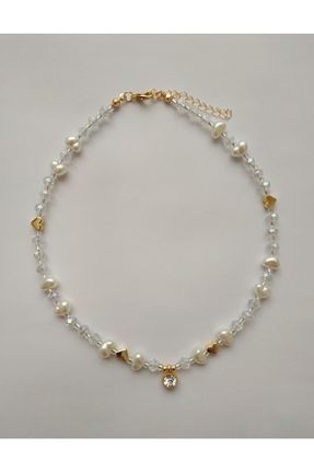 گردنبند جواهر سفید زنانه منجوق کد 307131191