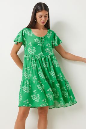 لباس سبز زنانه بافتنی رگولار آستین-کوتاه کد 835505539