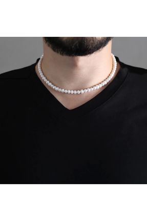 گردنبند جواهر سفید مردانه سنگی کد 52780332
