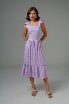 لباس بنفش زنانه بافتنی ویسکون طرح گلدار راحت کد 807324854