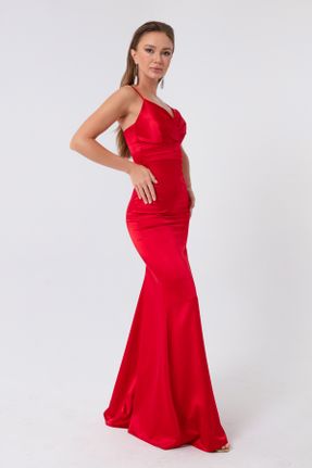 لباس مجلسی قرمز زنانه پلی استر آستین استاندارد رگولار یقه دوبل آستر دار کد 331613988