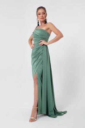 لباس مجلسی سبز زنانه پلی استر آستین استاندارد رگولار استراپلز آستر دار کد 315668227