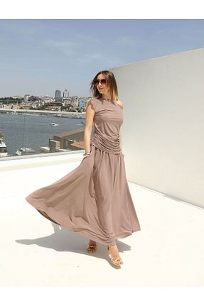ست بالاتنه و پائین تنه قهوه ای زنانه بافت QİMYA BUTİK - کد 835466400