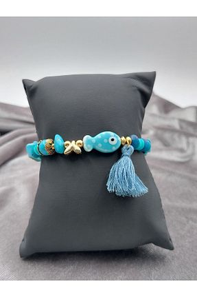 دستبند جواهر فیروزه ای زنانه سنگ طبیعی takitokaciniz - کد 760845359