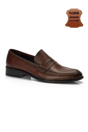 کفش کلاسیک قهوه ای مردانه چرم طبیعی پاشنه کوتاه ( 4 - 1 cm ) پاشنه ساده کد 35906856
