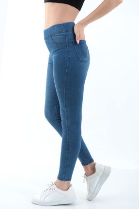 ساق شلواری آبی زنانه جین پنبه - پلی استر - الاستن Fitted فاق بلند کد 670376730