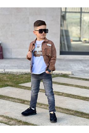 ست بالاتنه و پائین تنه قهوه ای بچه گانه جین Calisa - کد 685427308