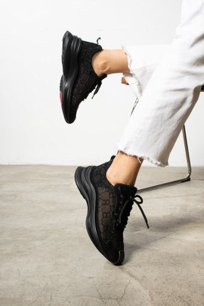 کفش اسنیکر مشکی زنانه بدون بند پارچه نساجی کد 835497087