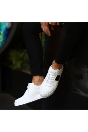 کفش کژوال سفید مردانه چرم طبیعی پاشنه کوتاه ( 4 - 1 cm ) پاشنه ساده کد 461807033