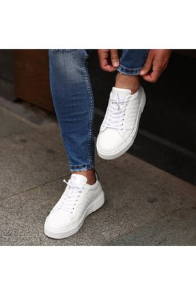 کفش کژوال سفید مردانه چرم لاکی پاشنه کوتاه ( 4 - 1 cm ) پاشنه ساده کد 318410019