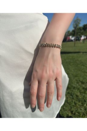 دستبند جواهر طلائی زنانه فولاد ( استیل ) کد 835440130
