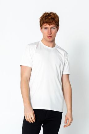تی شرت سفید مردانه نایلون رگولار یقه گرد کد 810068720