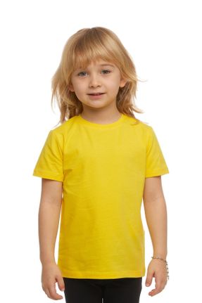 تی شرت زرد بچه گانه رگولار یقه گرد تکی کد 298539588