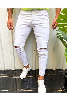 شلوار جین سفید مردانه پاچه تنگ MİX CLOTHES - کد 767340041