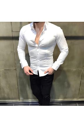 پیراهن سفید مردانه اسلیم فیت MİX CLOTHES - کد 768910752