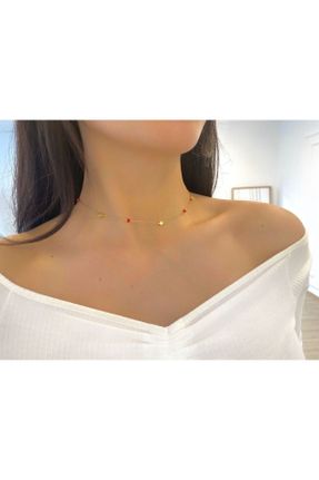 گردنبند جواهر طلائی زنانه برنز کد 748230107