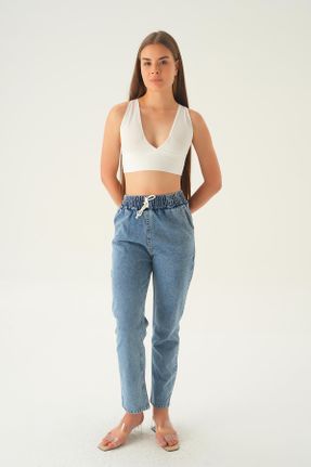 شلوار جین آبی زنانه فاق افتاده جین استاندارد کد 827792006