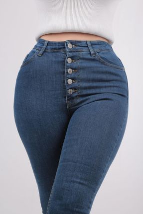 شلوار جین آبی زنانه پاچه تنگ فاق افتاده استاندارد کد 793588930