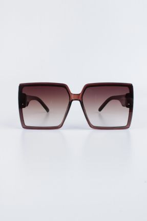 عینک آفتابی قهوه ای زنانه 65 UV400 ترکیبی سایه روشن هندسی کد 678563507