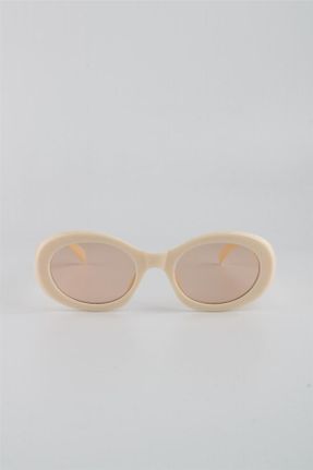 عینک آفتابی بژ زنانه 55 UV400 ترکیبی مات هندسی کد 821200014