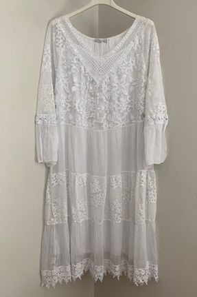 لباس سفید زنانه بافتنی ابریشم اسلیم آستین-کوتاه کد 835732432