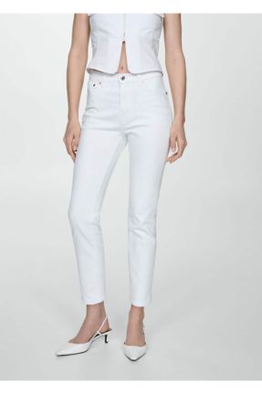 شلوار جین سفید زنانه پاچه جاگر استاندارد کد 820206387