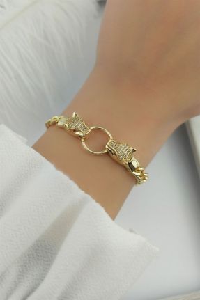 دستبند استیل طلائی زنانه فولاد ( استیل ) کد 243957395