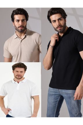 تی شرت مشکی مردانه یقه پولو اسلیم فیت 3