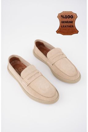 کفش کژوال بژ مردانه چرم طبیعی پاشنه کوتاه ( 4 - 1 cm ) پاشنه ساده کد 827621084