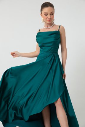 لباس مجلسی سبز زنانه پلی استر آستین استاندارد رگولار یقه هفت آستر دار کد 291958691